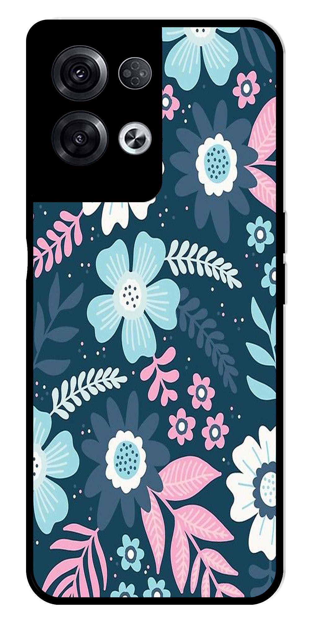 Flower Leaves Design Metal Mobile Case for Oppo Reno 8 Pro 5G   (Design No -50)