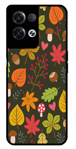 Leaves Design Metal Mobile Case for Oppo Reno 8 Pro 5G   (Design No -51)