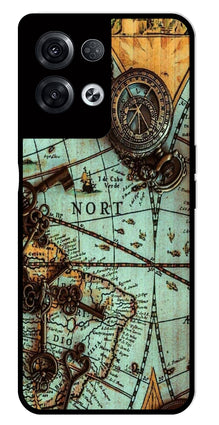 Map Design Metal Mobile Case for Oppo Reno 8 Pro 5G