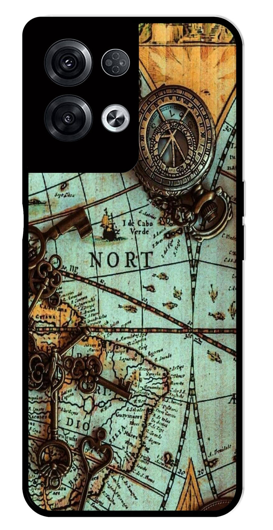 Map Design Metal Mobile Case for Oppo Reno 8 Pro 5G   (Design No -54)