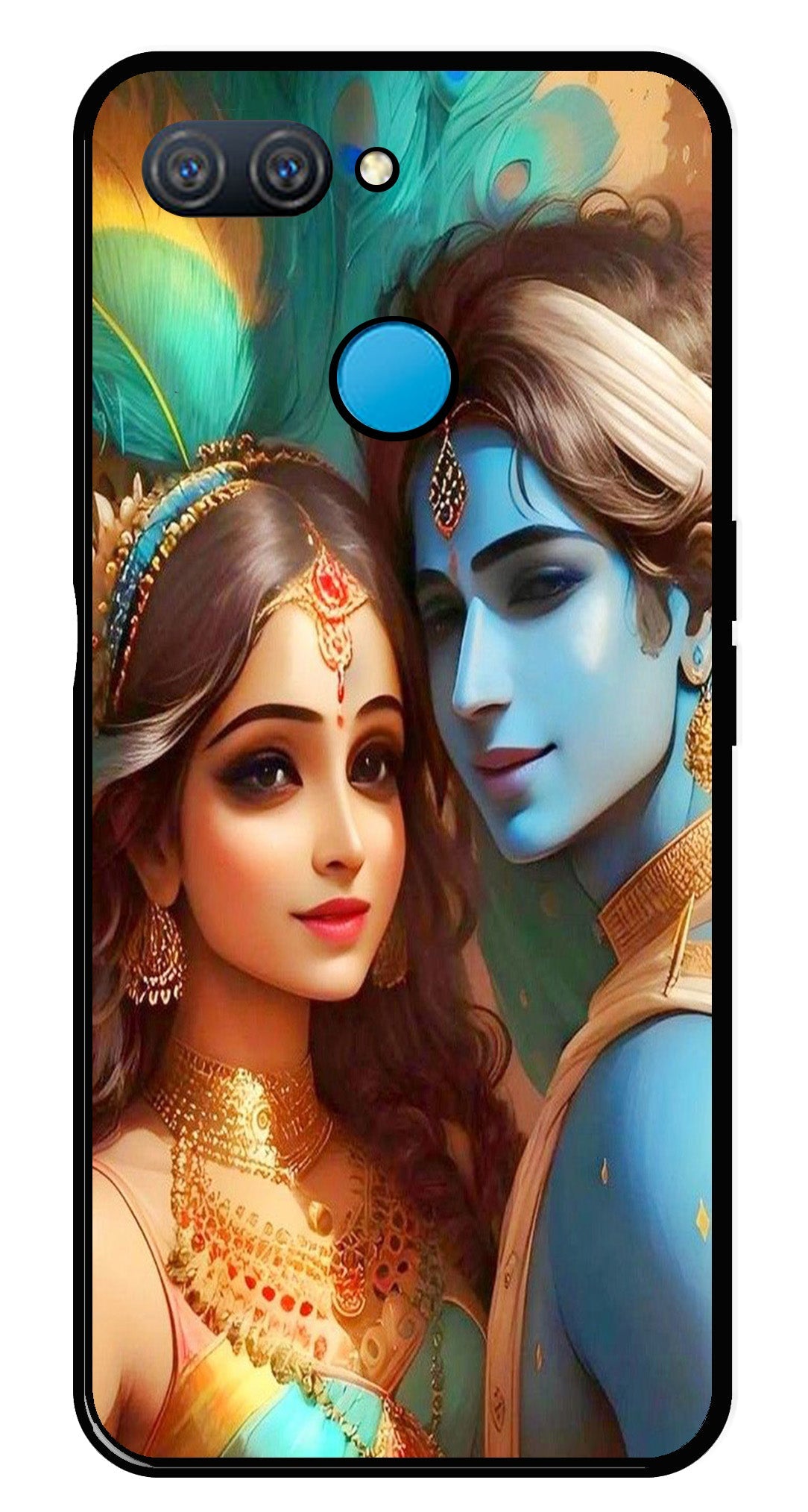 Lord Radha Krishna Metal Mobile Case for Oppo A12   (Design No -01)