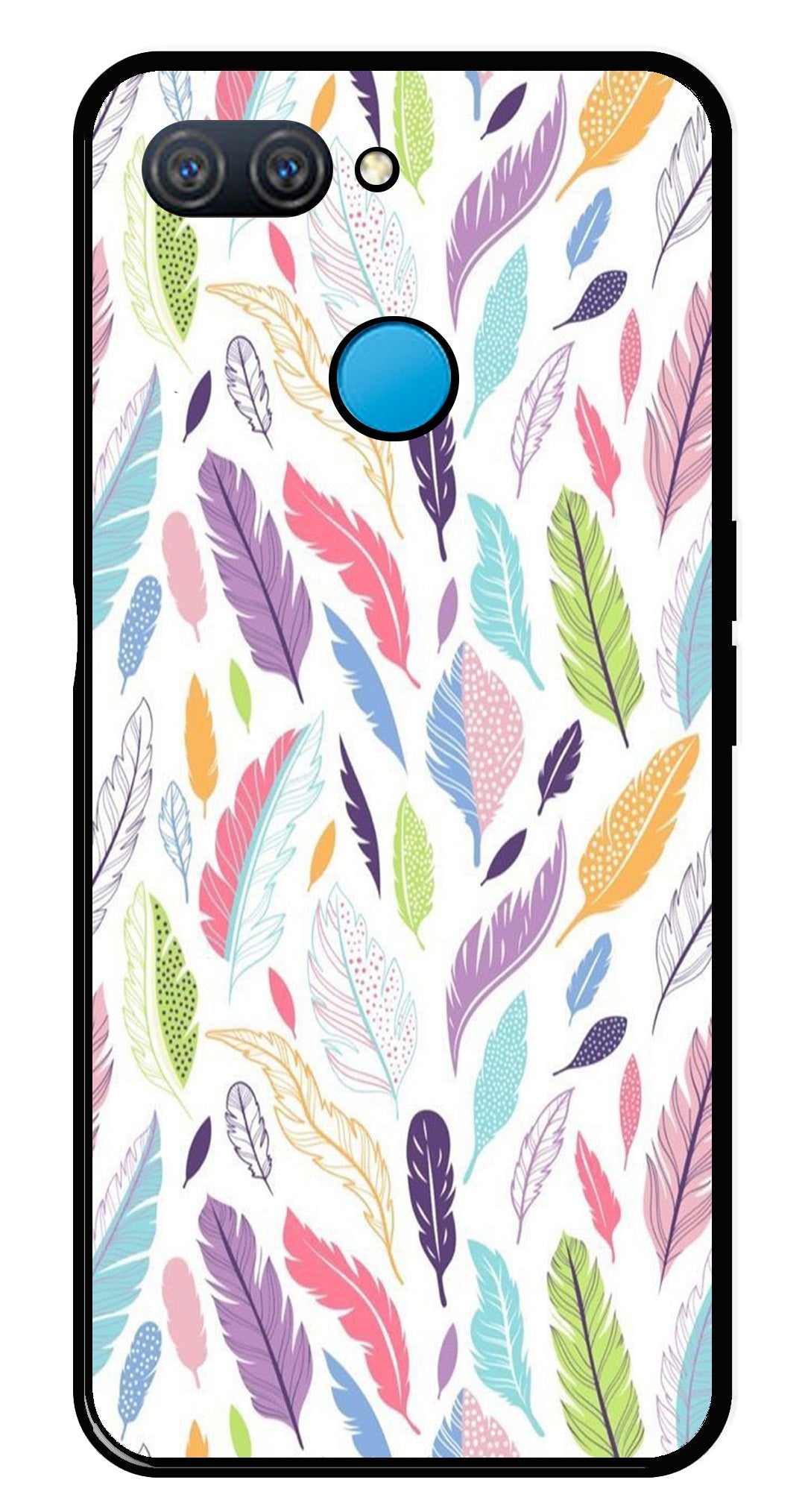 Colorful Feathers Metal Mobile Case for Oppo A12   (Design No -06)