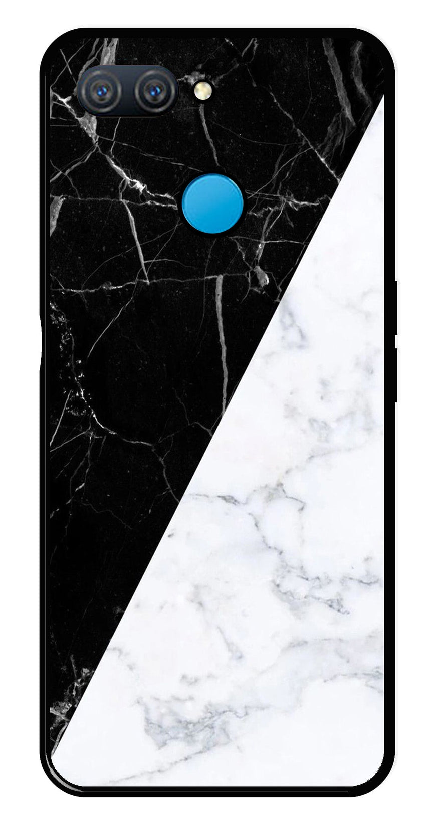 Black White Marble Design Metal Mobile Case for Oppo A12   (Design No -09)