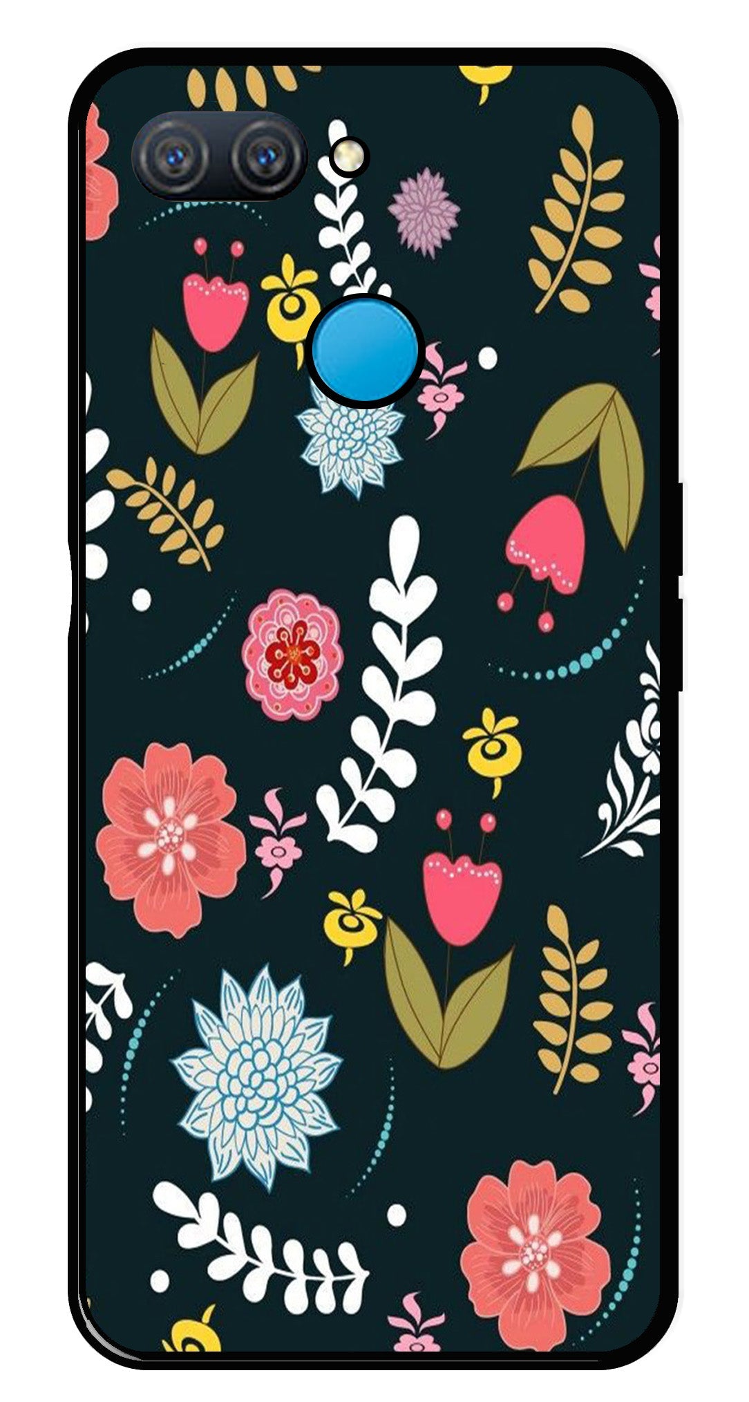 Floral Pattern2 Metal Mobile Case for Oppo A12   (Design No -12)