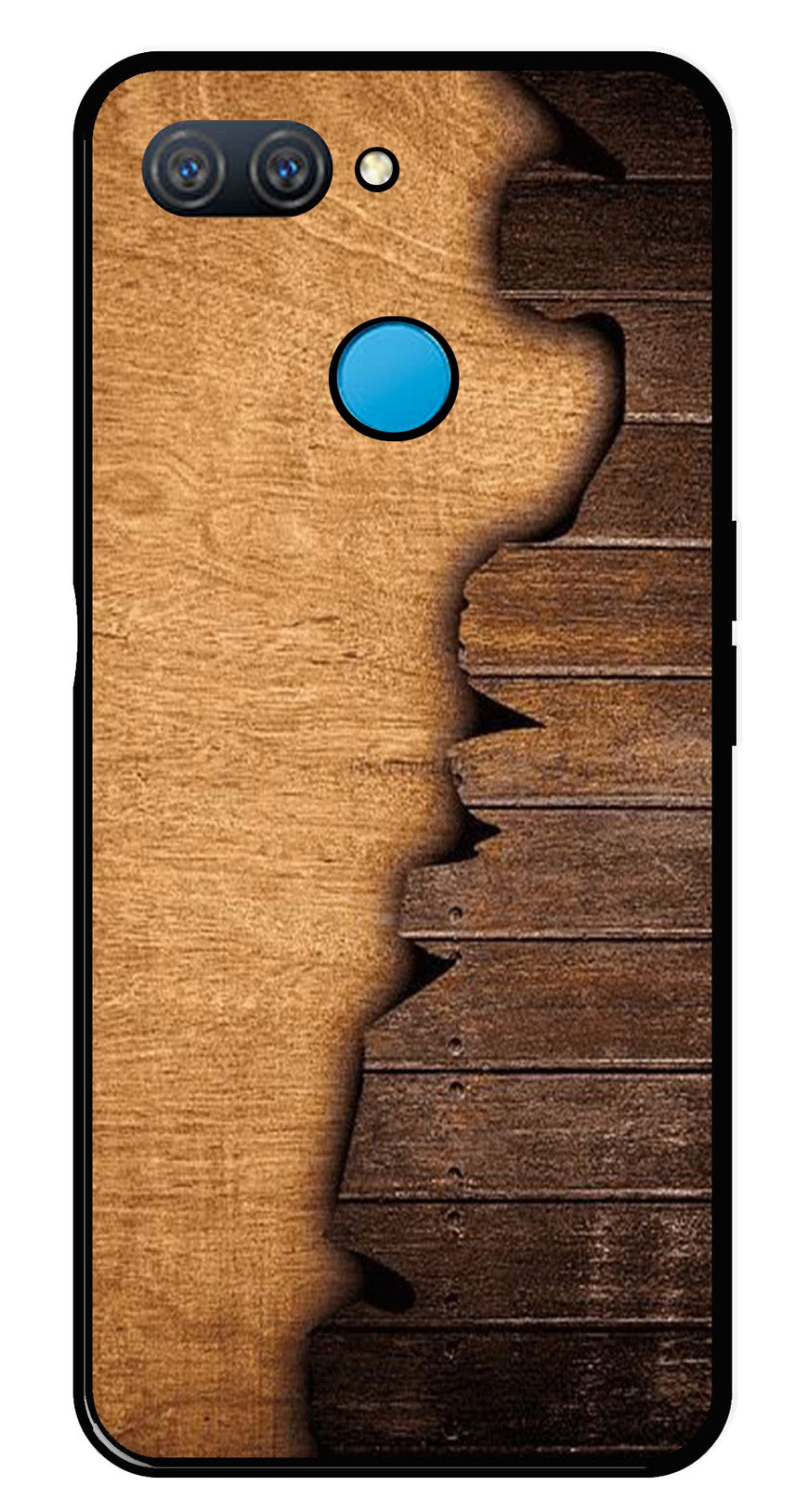 Wooden Design Metal Mobile Case for Oppo A12   (Design No -13)