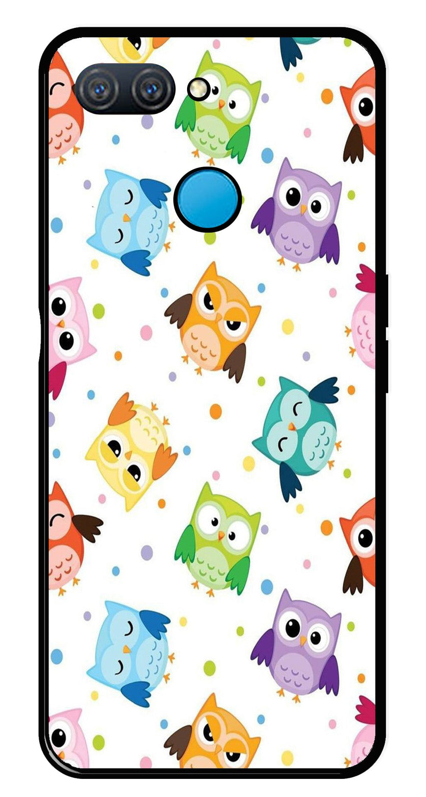 Owls Pattern Metal Mobile Case for Oppo A12   (Design No -20)