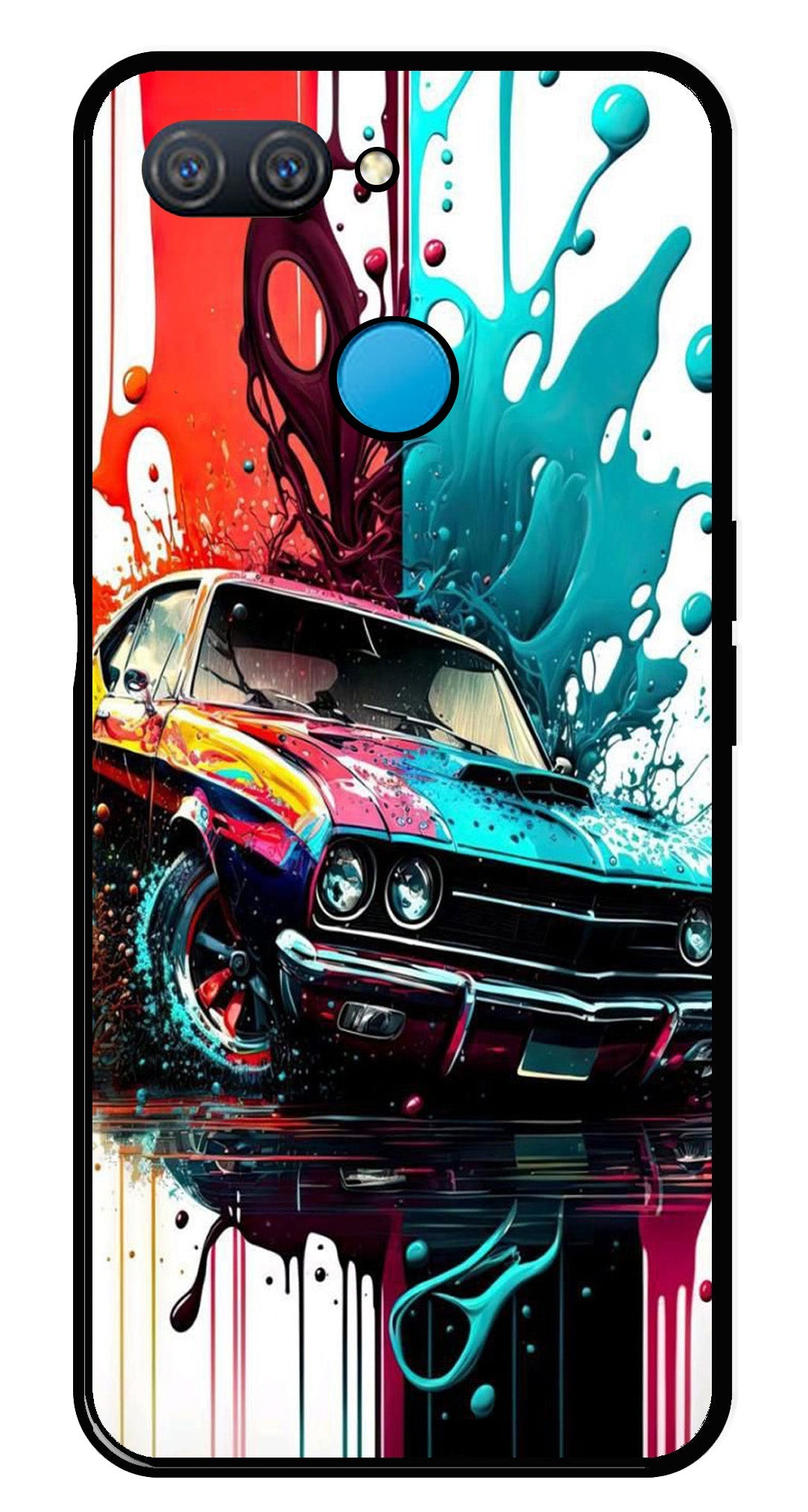 Vintage Car Metal Mobile Case for Oppo A12   (Design No -29)