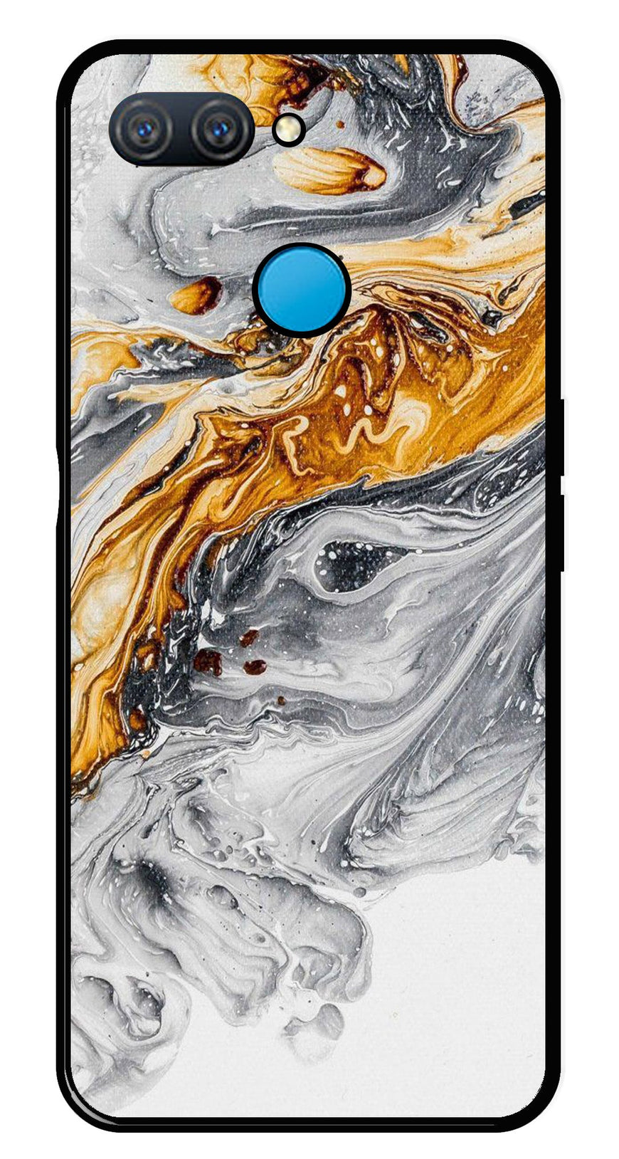 Marble Pattern Metal Mobile Case for Oppo A12   (Design No -36)