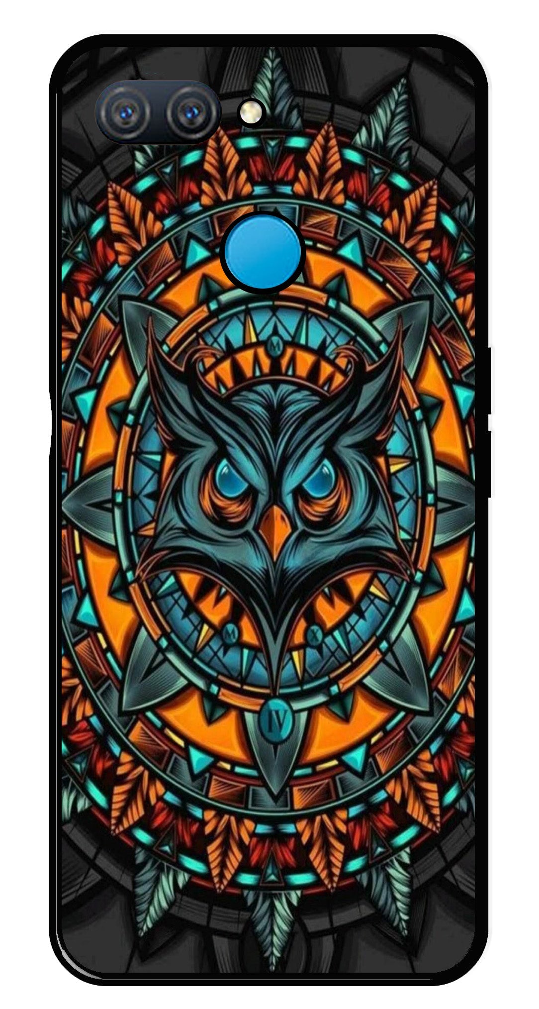 Owl Pattern Metal Mobile Case for Oppo A12   (Design No -42)