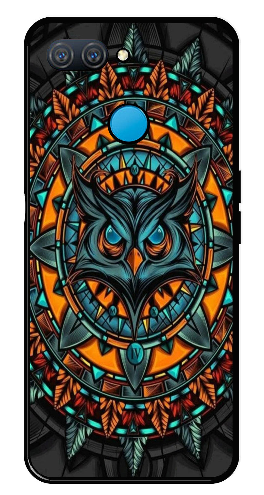 Owl Pattern Metal Mobile Case for Oppo A12   (Design No -42)