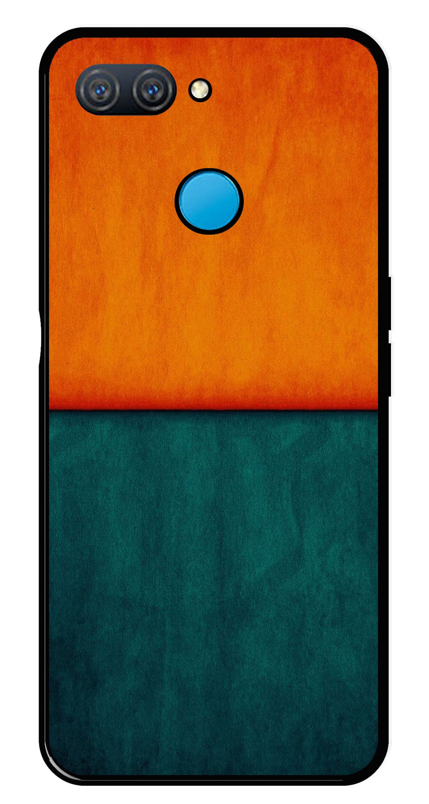 Orange Green Pattern Metal Mobile Case for Oppo A12   (Design No -45)