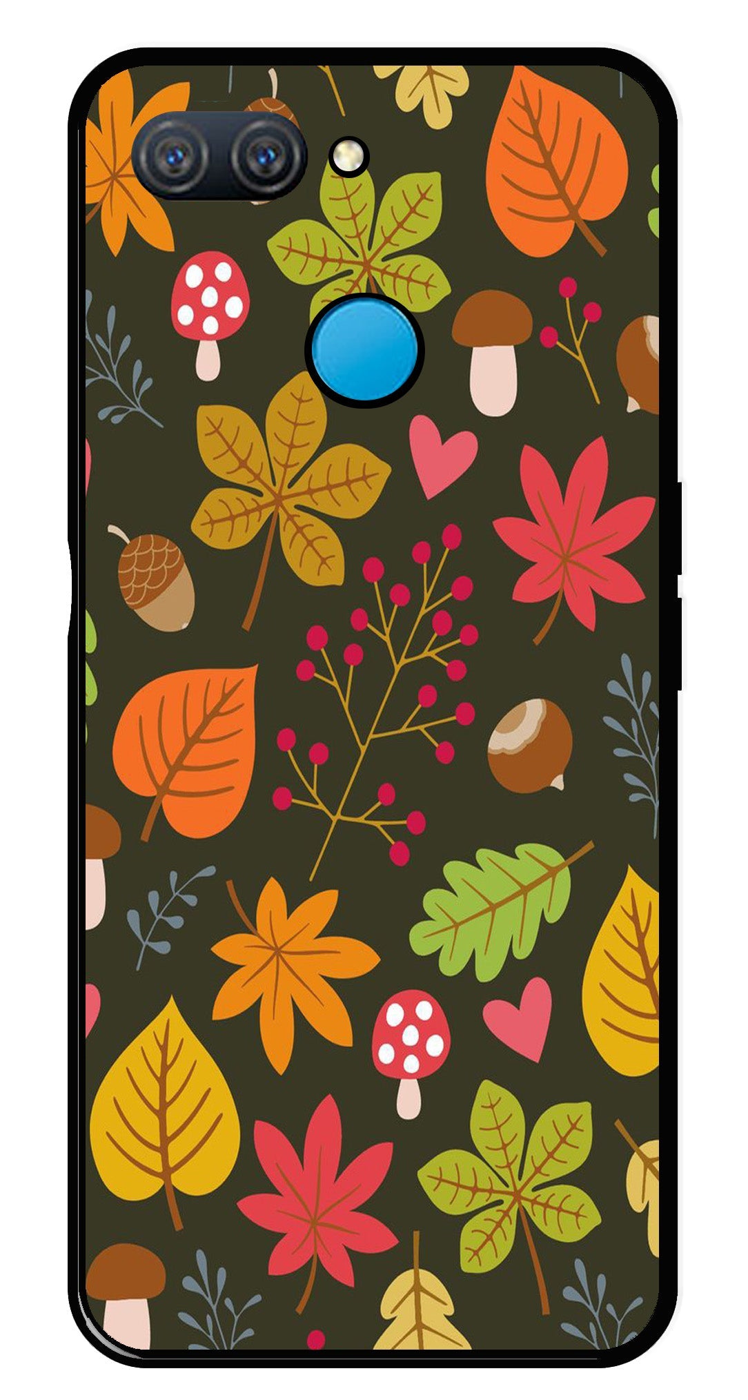 Leaves Design Metal Mobile Case for Oppo A12   (Design No -51)