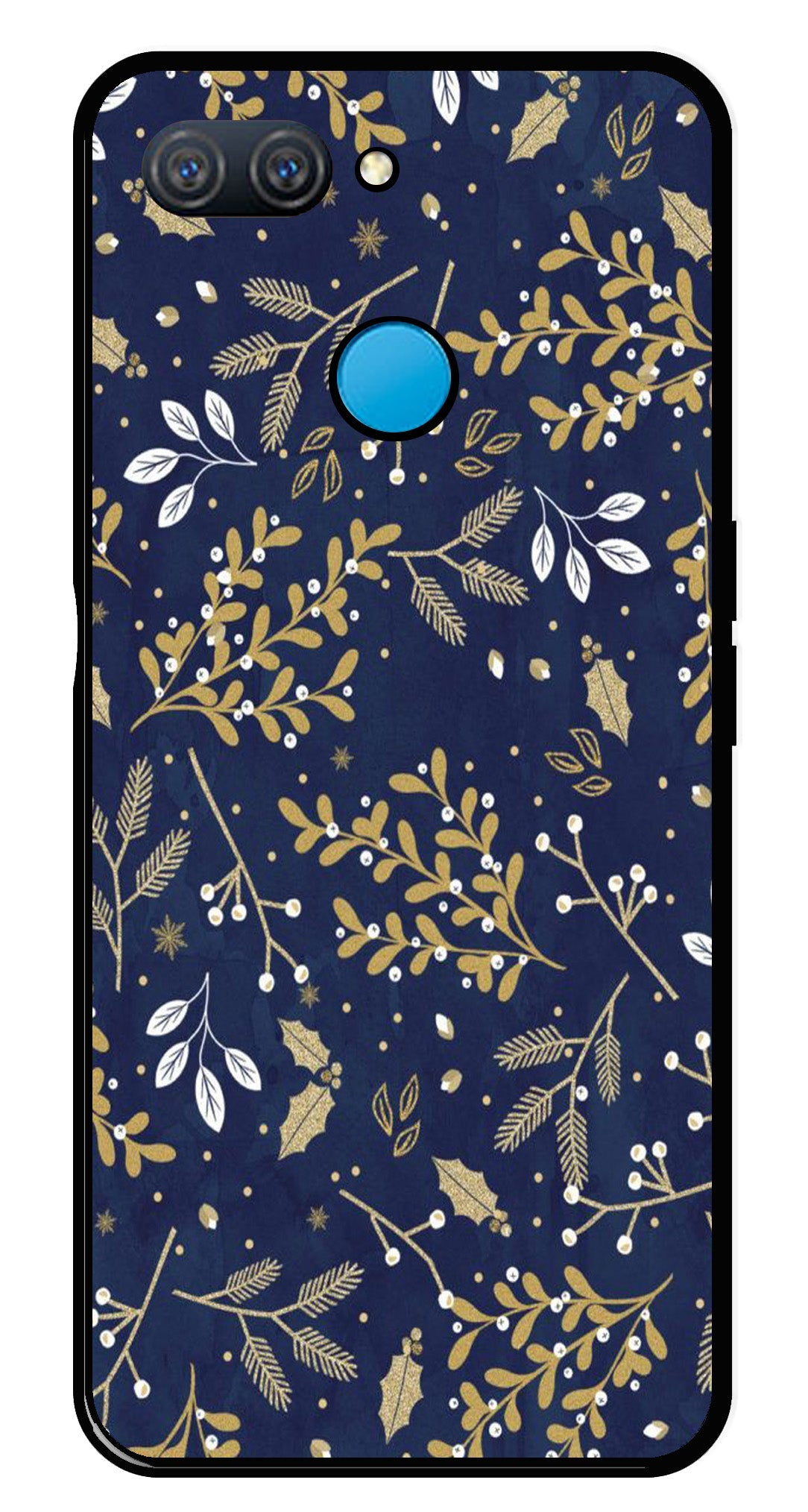 Floral Pattern  Metal Mobile Case for Oppo A12   (Design No -52)