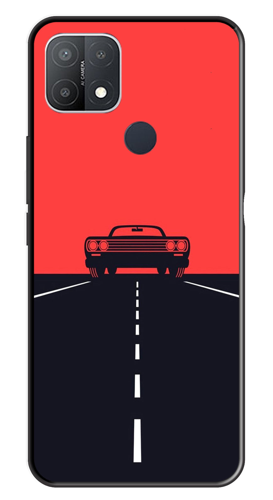 Car Lover Metal Mobile Case for Oppo A15   (Design No -21)