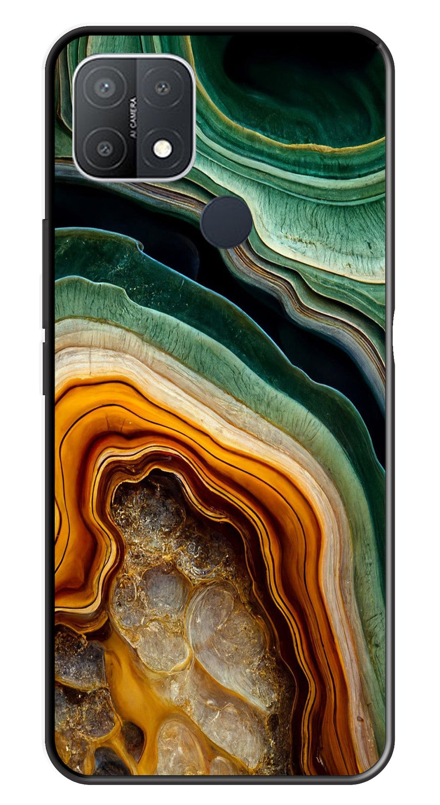 Marble Design Metal Mobile Case for Oppo A15   (Design No -28)