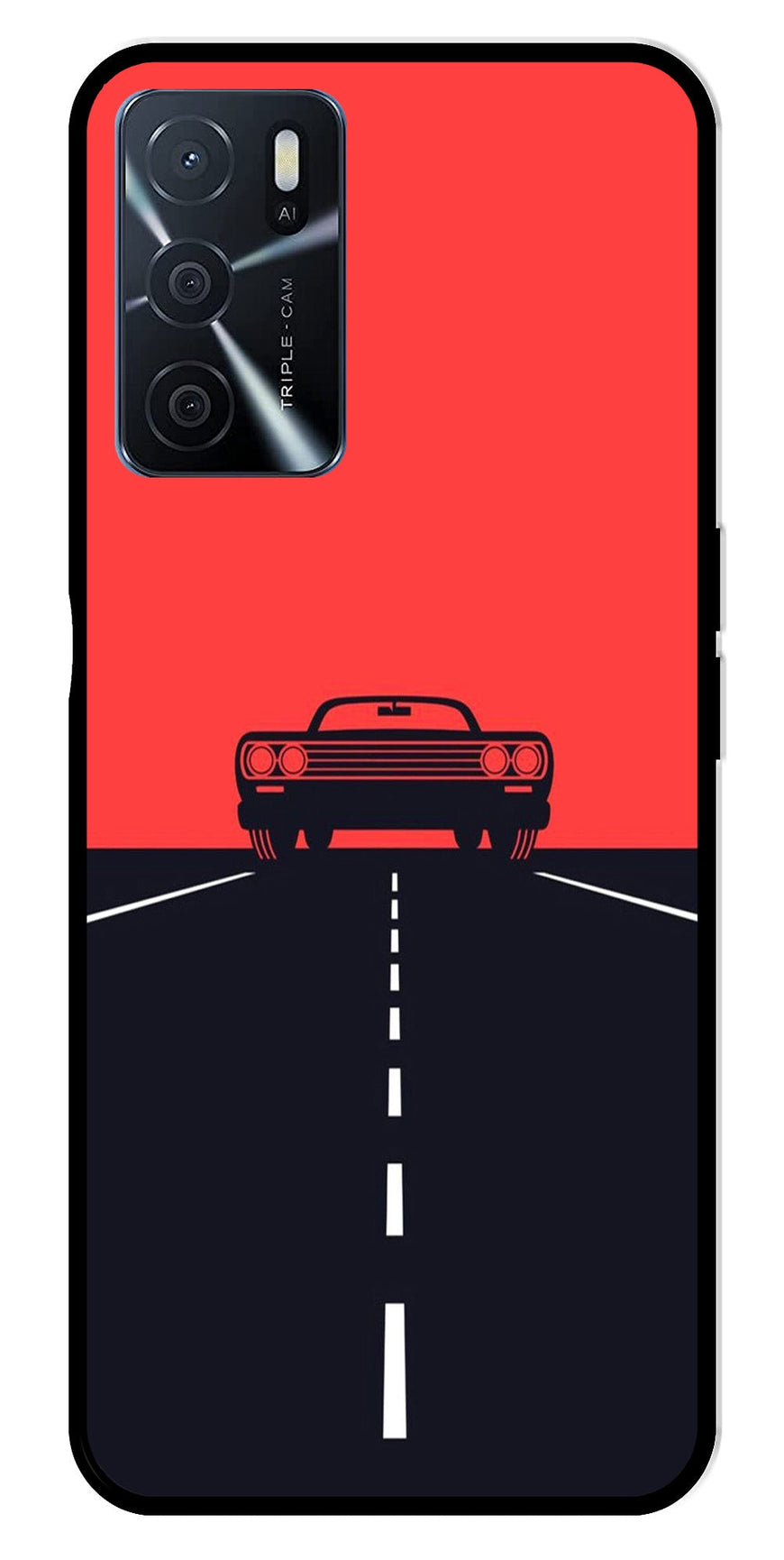 Car Lover Metal Mobile Case for Oppo A16   (Design No -21)