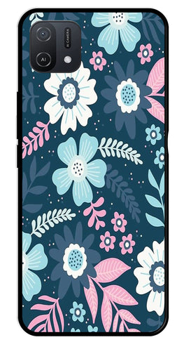 Flower Leaves Design Metal Mobile Case for Oppo A16K   (Design No -50)