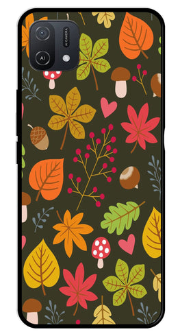 Leaves Design Metal Mobile Case for Oppo A16K   (Design No -51)