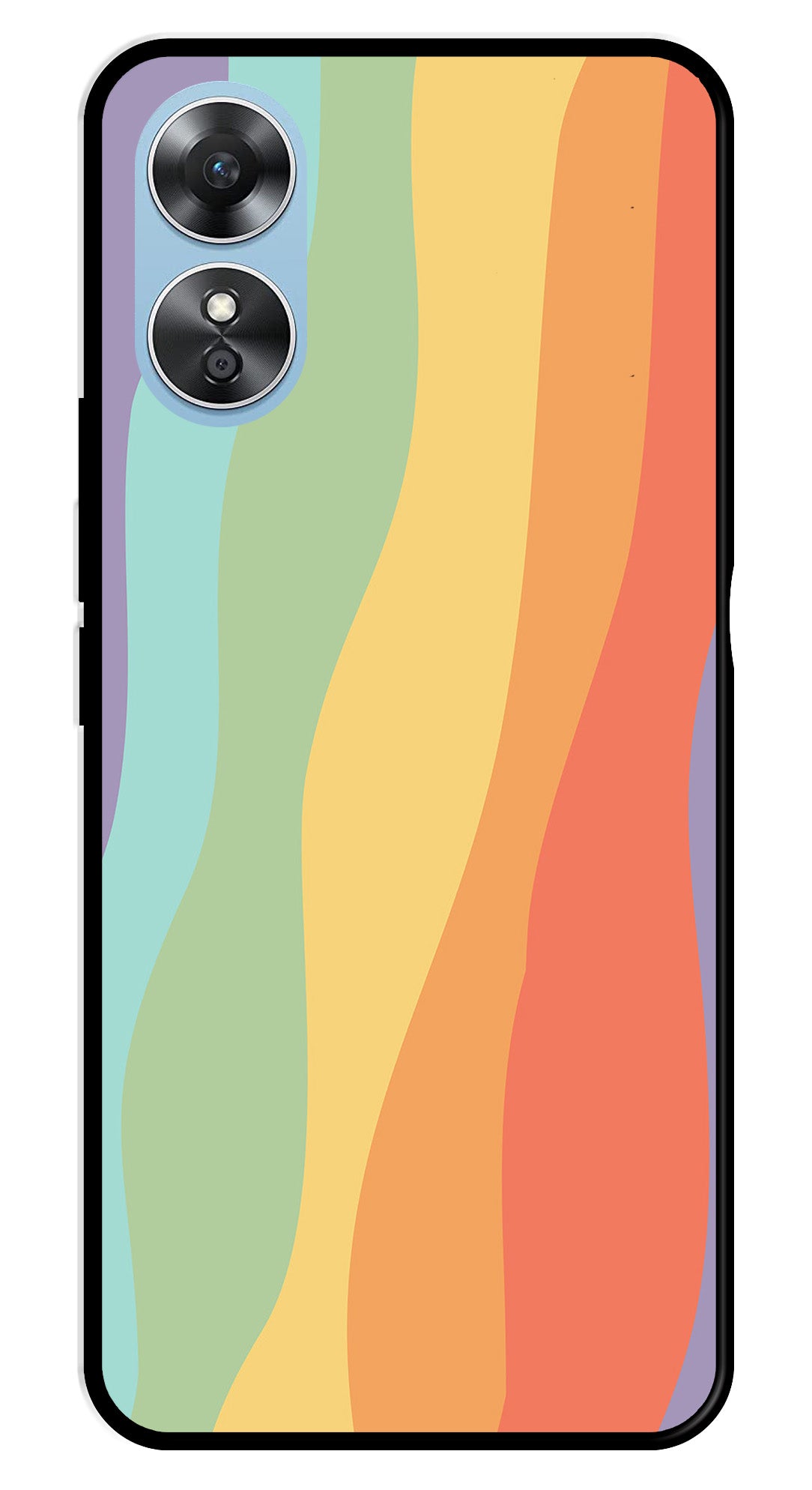 Muted Rainbow Metal Mobile Case for Oppo A17   (Design No -02)