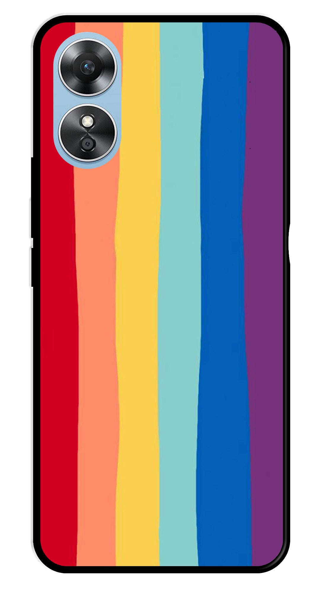 Rainbow MultiColor Metal Mobile Case for Oppo A17   (Design No -03)