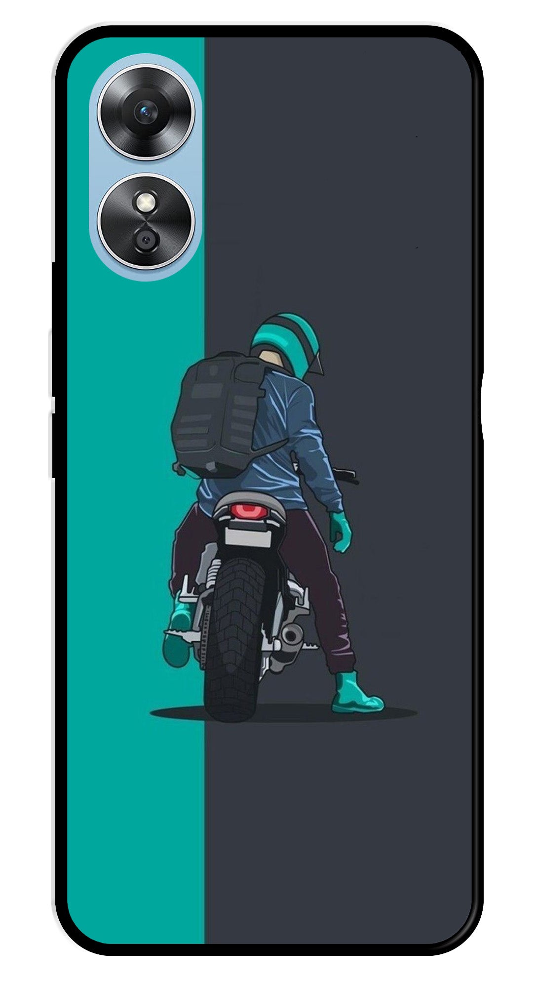 Bike Lover Metal Mobile Case for Oppo A17   (Design No -05)