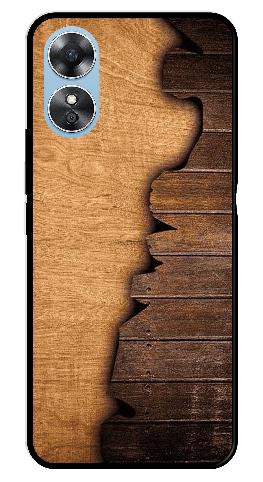 Wooden Design Metal Mobile Case for Oppo A17   (Design No -13)