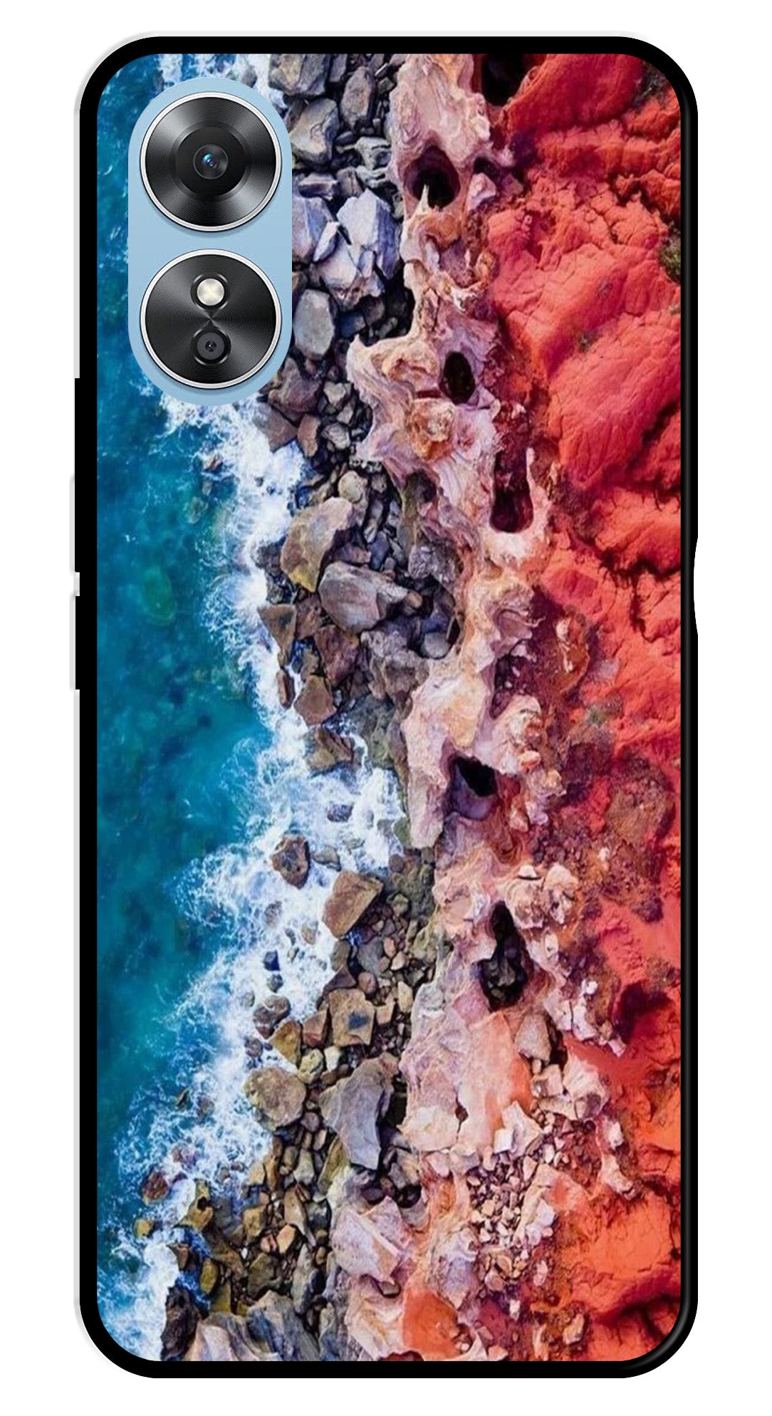 Sea Shore Metal Mobile Case for Oppo A17   (Design No -18)