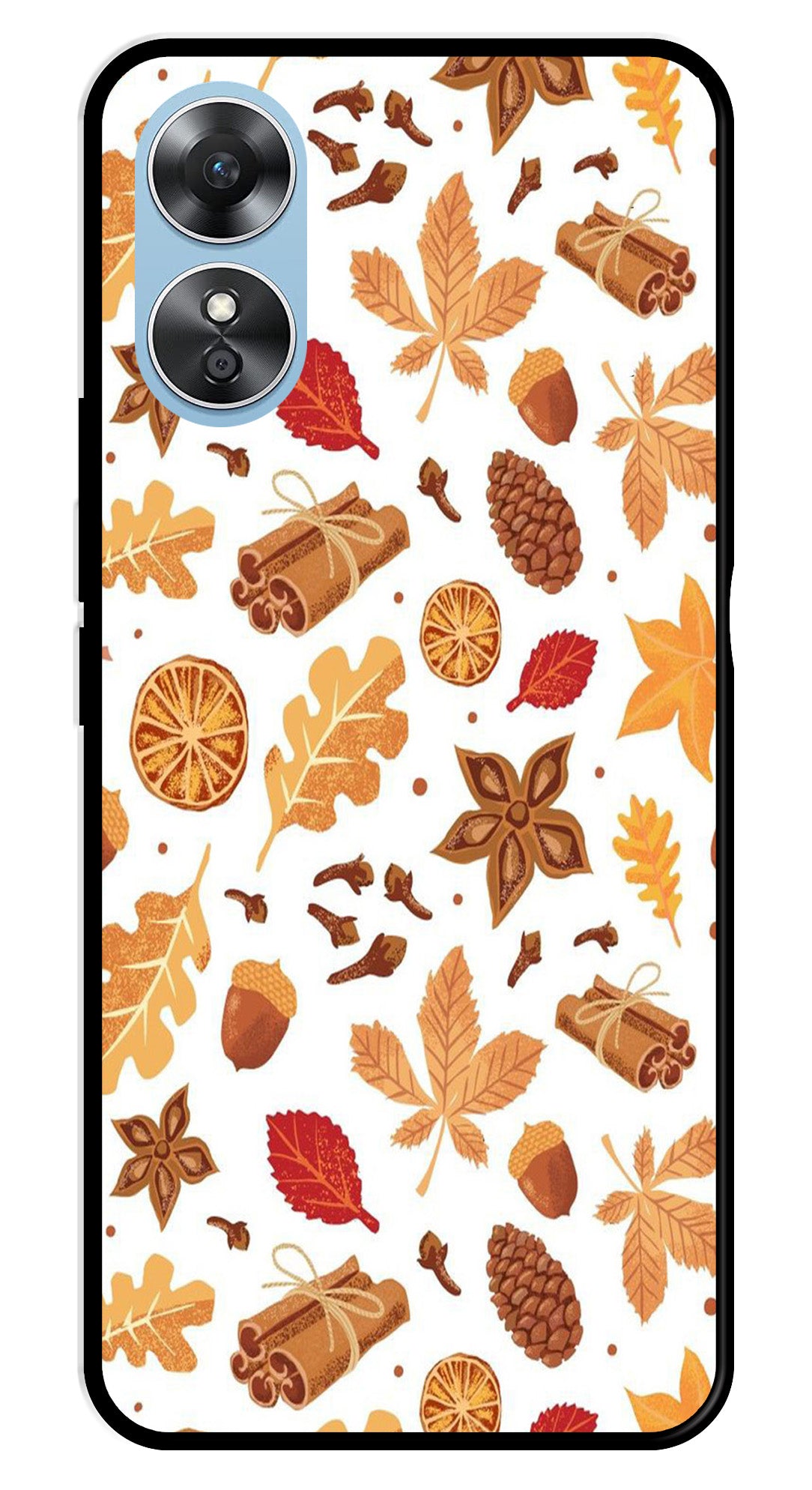 Autumn Leaf Metal Mobile Case for Oppo A17   (Design No -19)