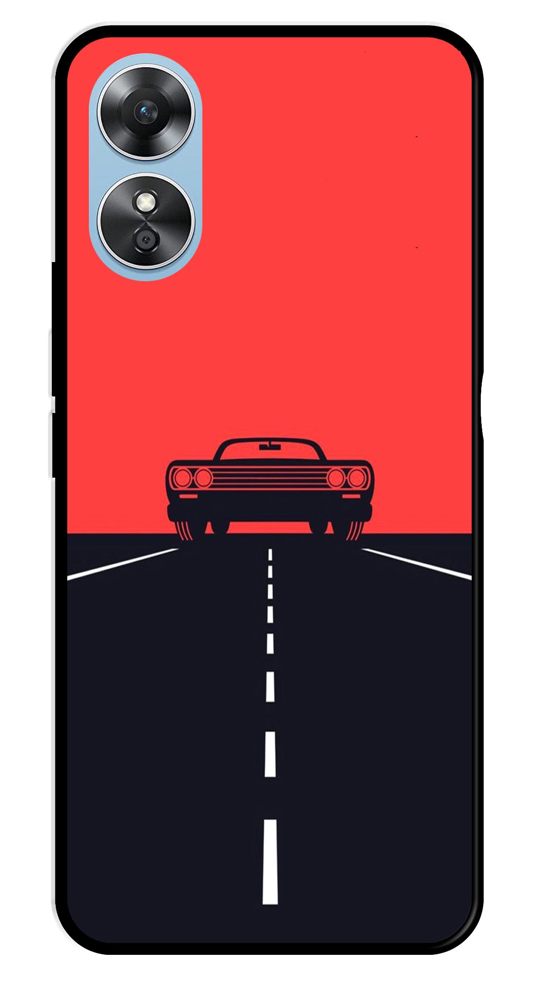 Car Lover Metal Mobile Case for Oppo A17   (Design No -21)