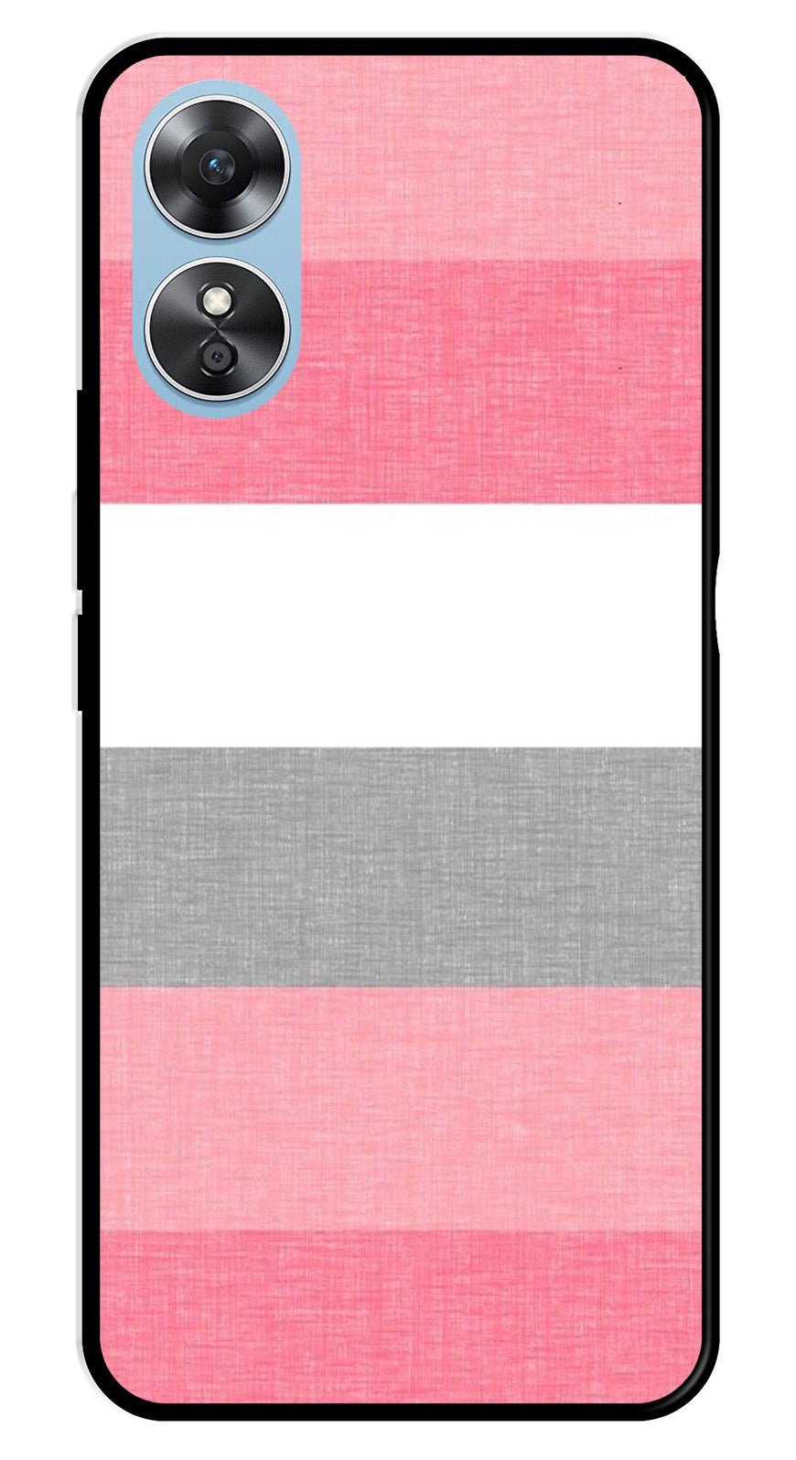 Pink Pattern Metal Mobile Case for Oppo A17   (Design No -23)