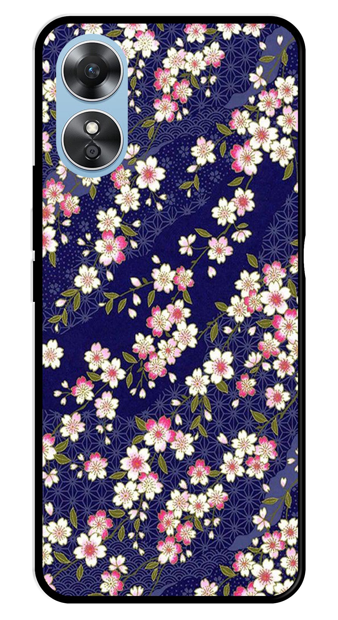 Flower Design Metal Mobile Case for Oppo A17   (Design No -25)