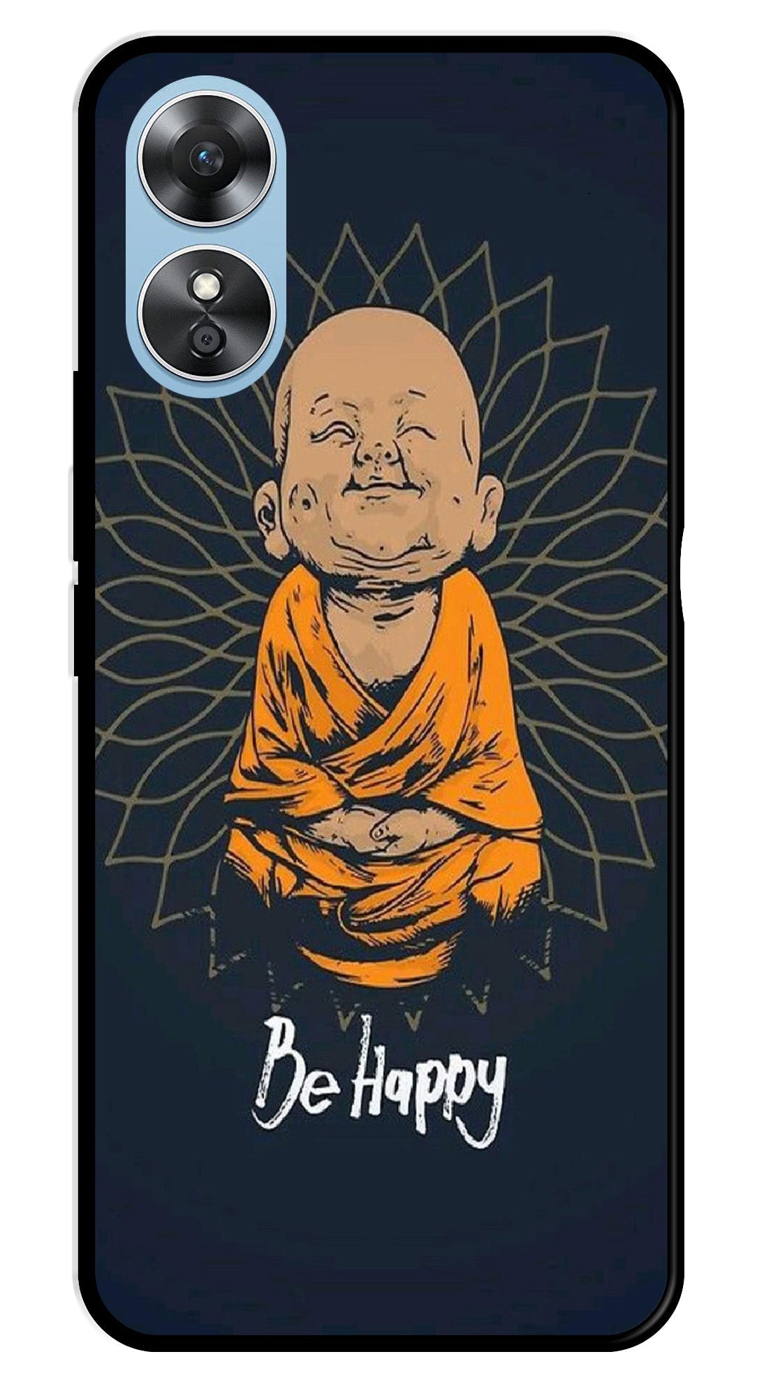 Be Happy Metal Mobile Case for Oppo A17   (Design No -27)