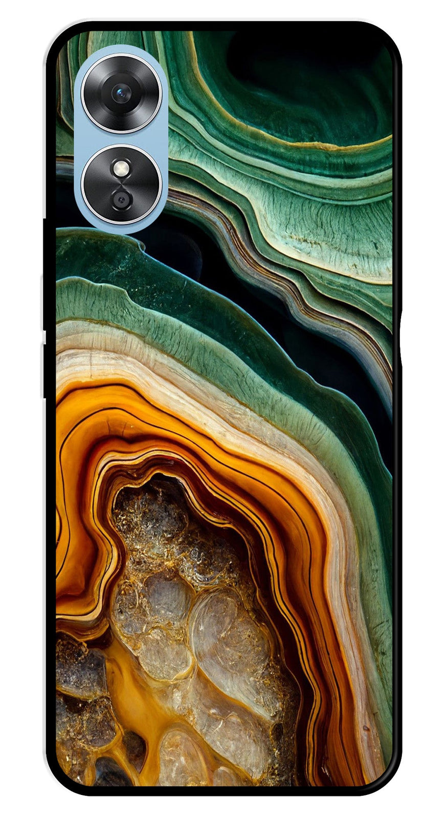 Marble Design Metal Mobile Case for Oppo A17   (Design No -28)