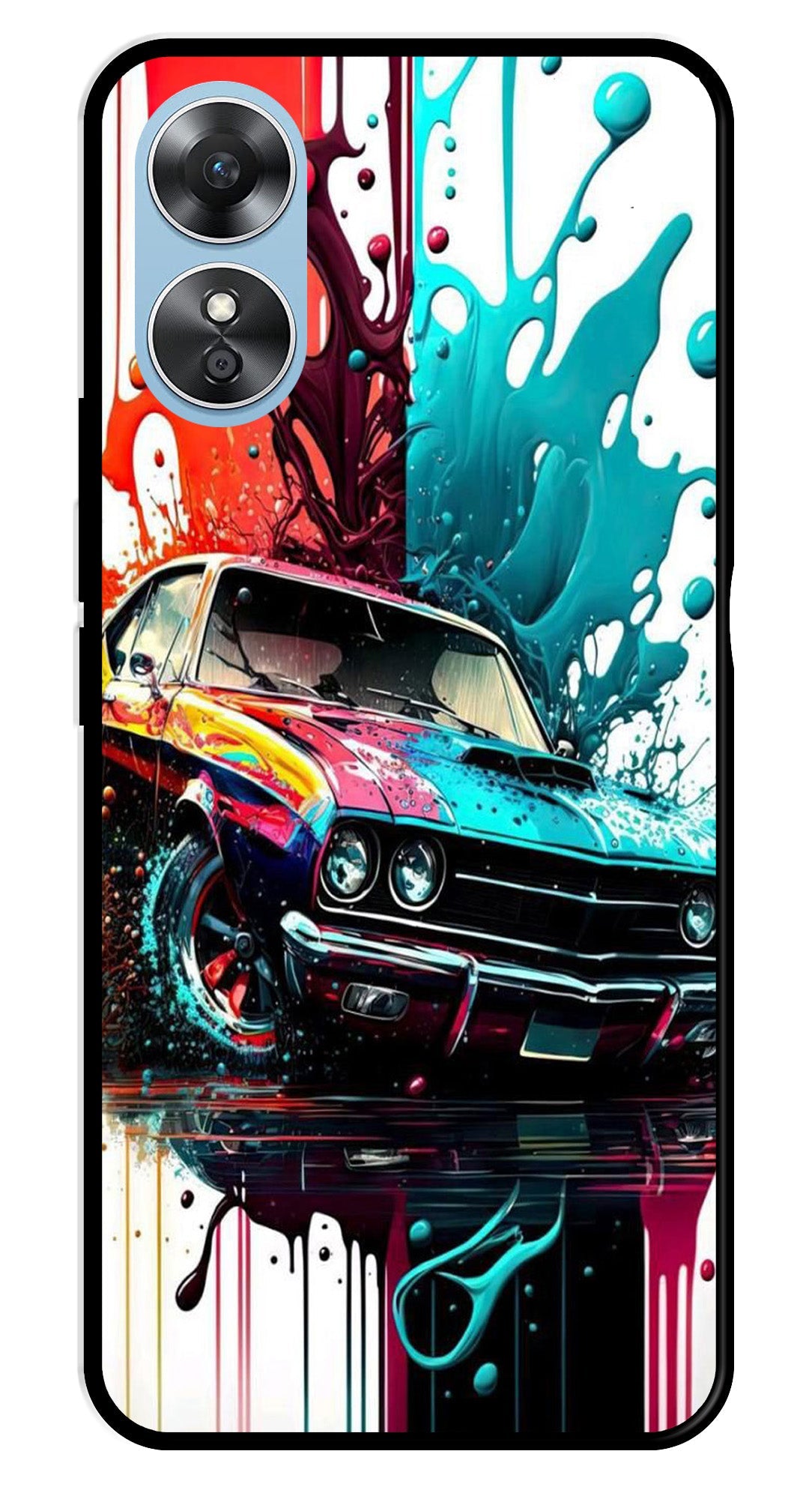 Vintage Car Metal Mobile Case for Oppo A17   (Design No -29)