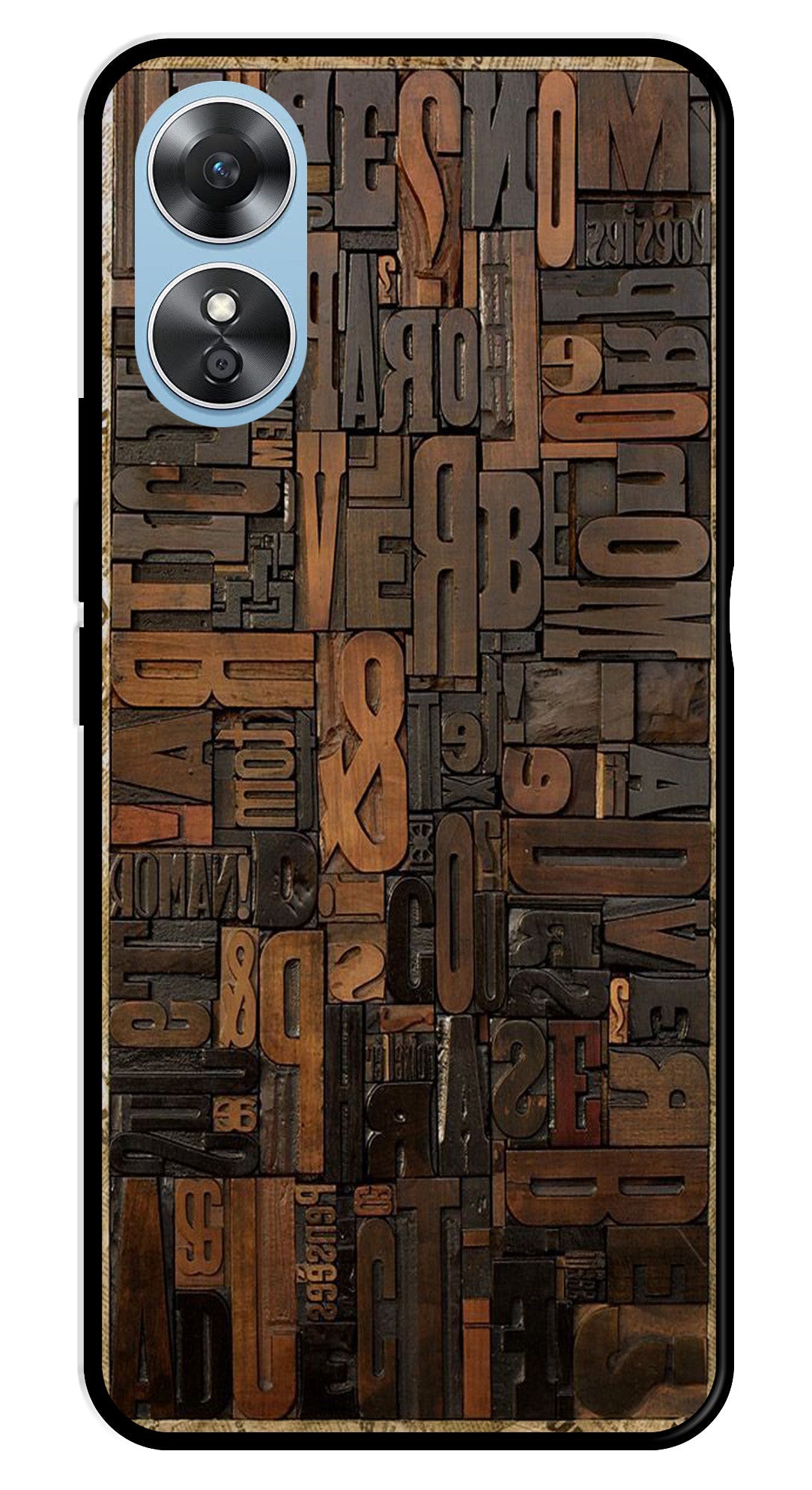 Alphabets Metal Mobile Case for Oppo A17   (Design No -32)