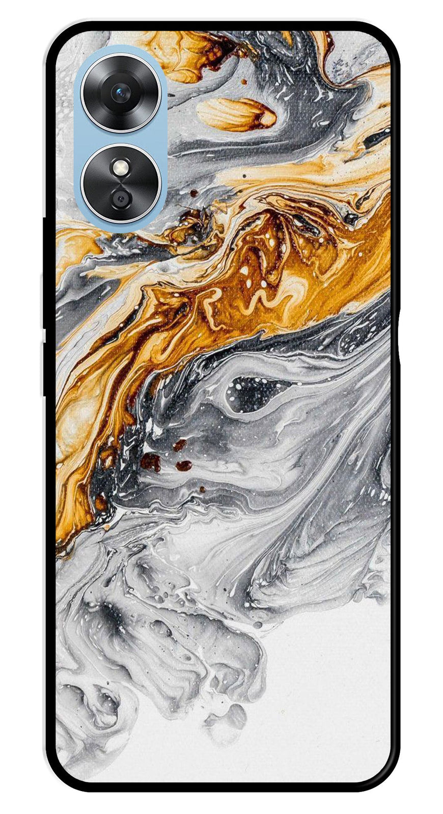 Marble Pattern Metal Mobile Case for Oppo A17   (Design No -36)