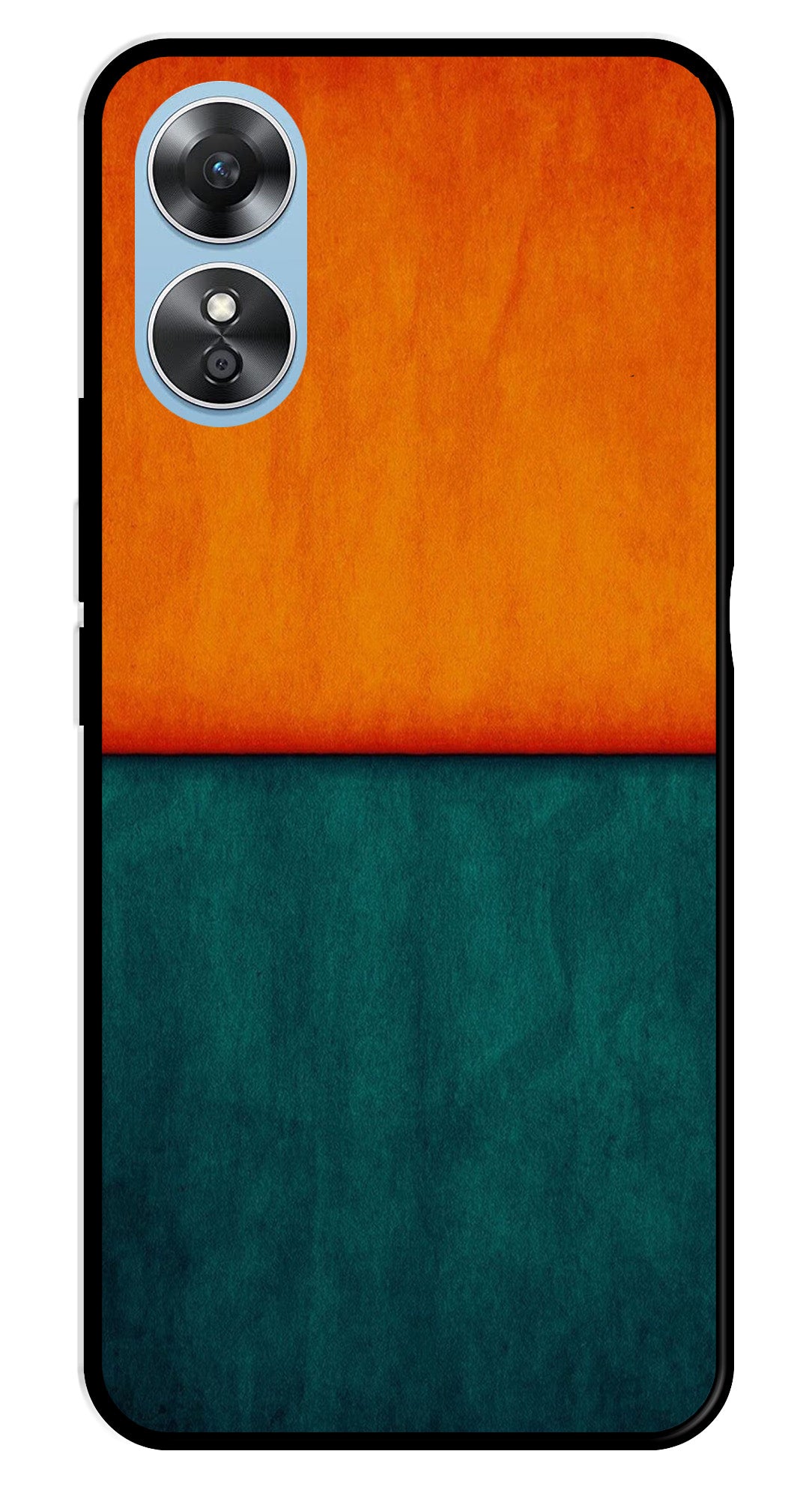 Orange Green Pattern Metal Mobile Case for Oppo A17   (Design No -45)