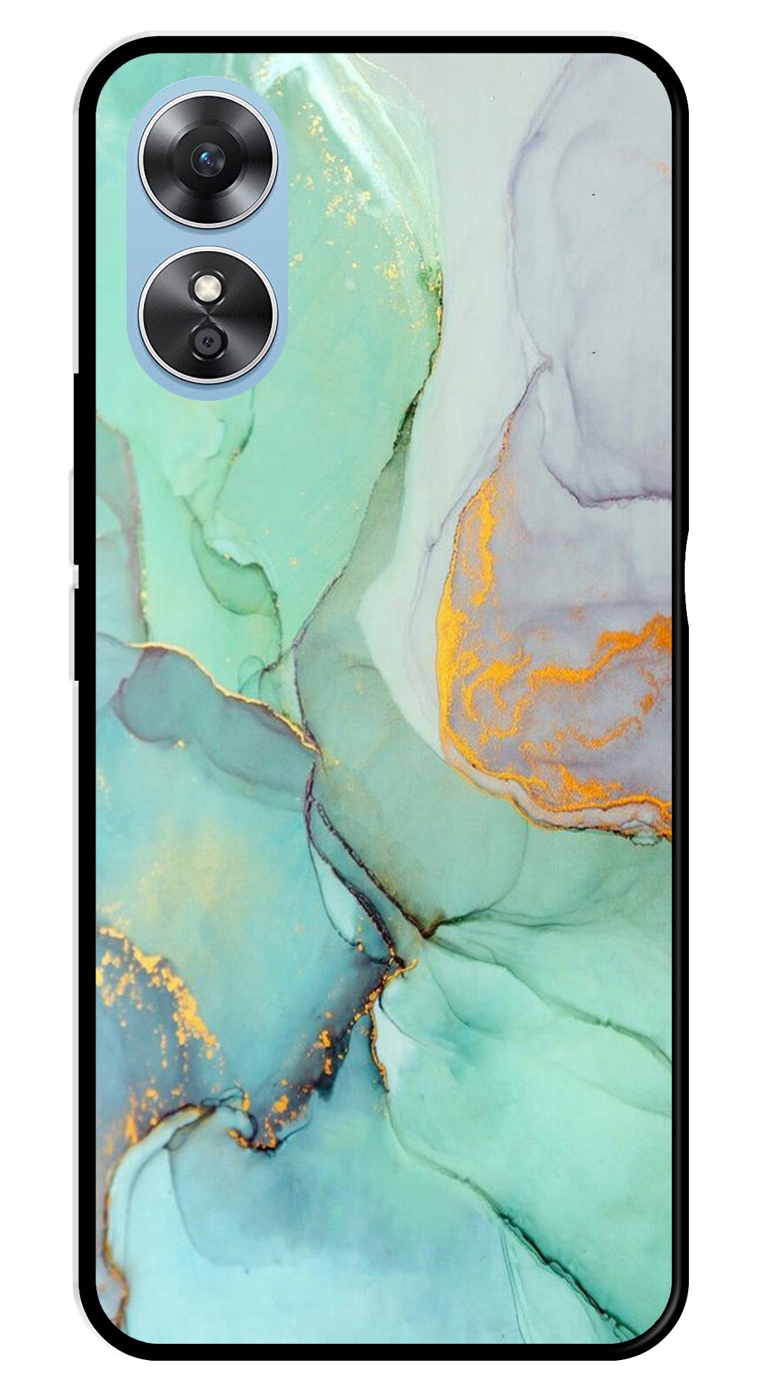 Marble Design Metal Mobile Case for Oppo A17   (Design No -46)