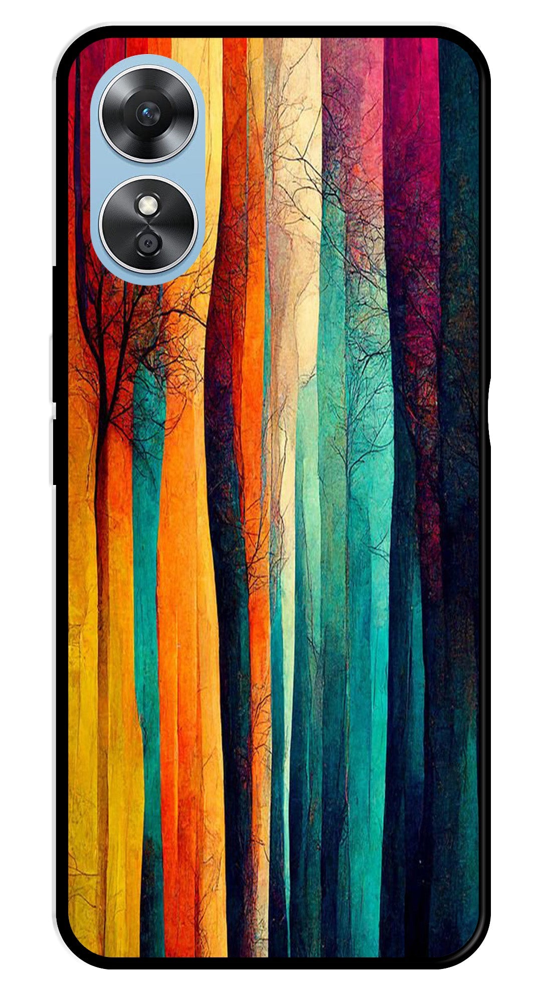 Modern Art Colorful Metal Mobile Case for Oppo A17   (Design No -47)