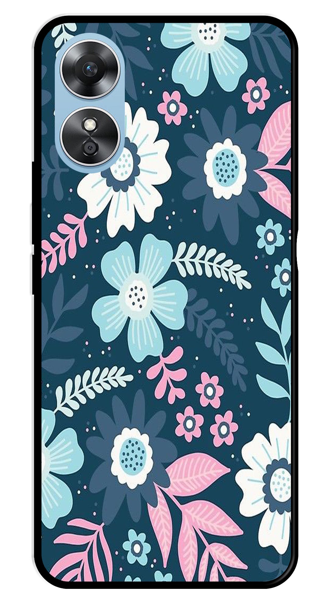 Flower Leaves Design Metal Mobile Case for Oppo A17   (Design No -50)