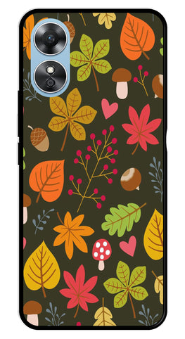 Leaves Design Metal Mobile Case for Oppo A17   (Design No -51)