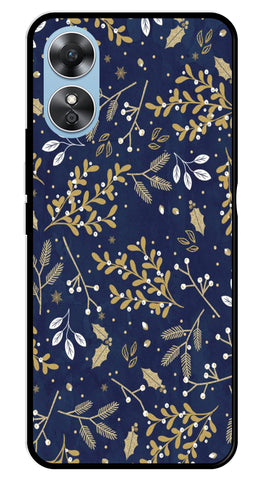 Floral Pattern  Metal Mobile Case for Oppo A17   (Design No -52)