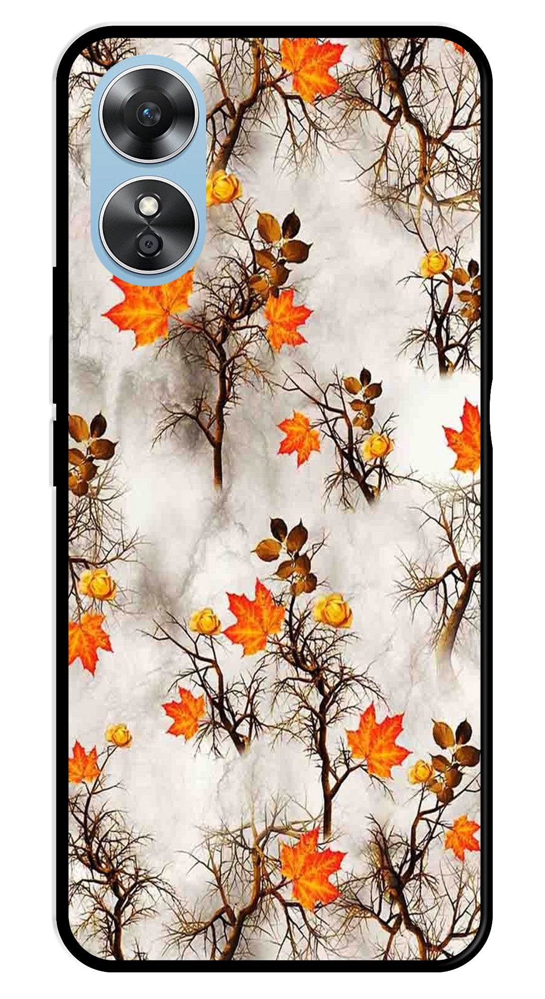 Autumn leaves Metal Mobile Case for Oppo A17   (Design No -55)