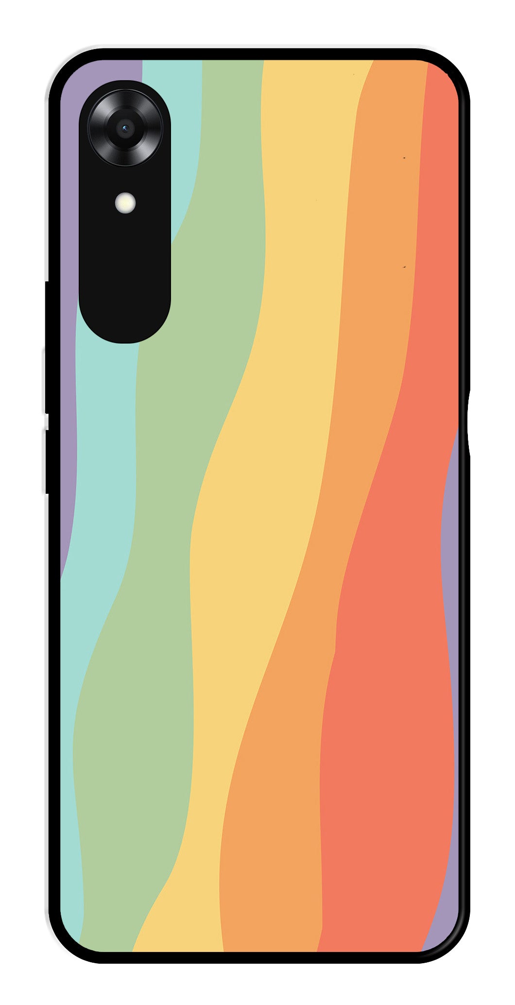 Muted Rainbow Metal Mobile Case for Oppo A17K   (Design No -02)