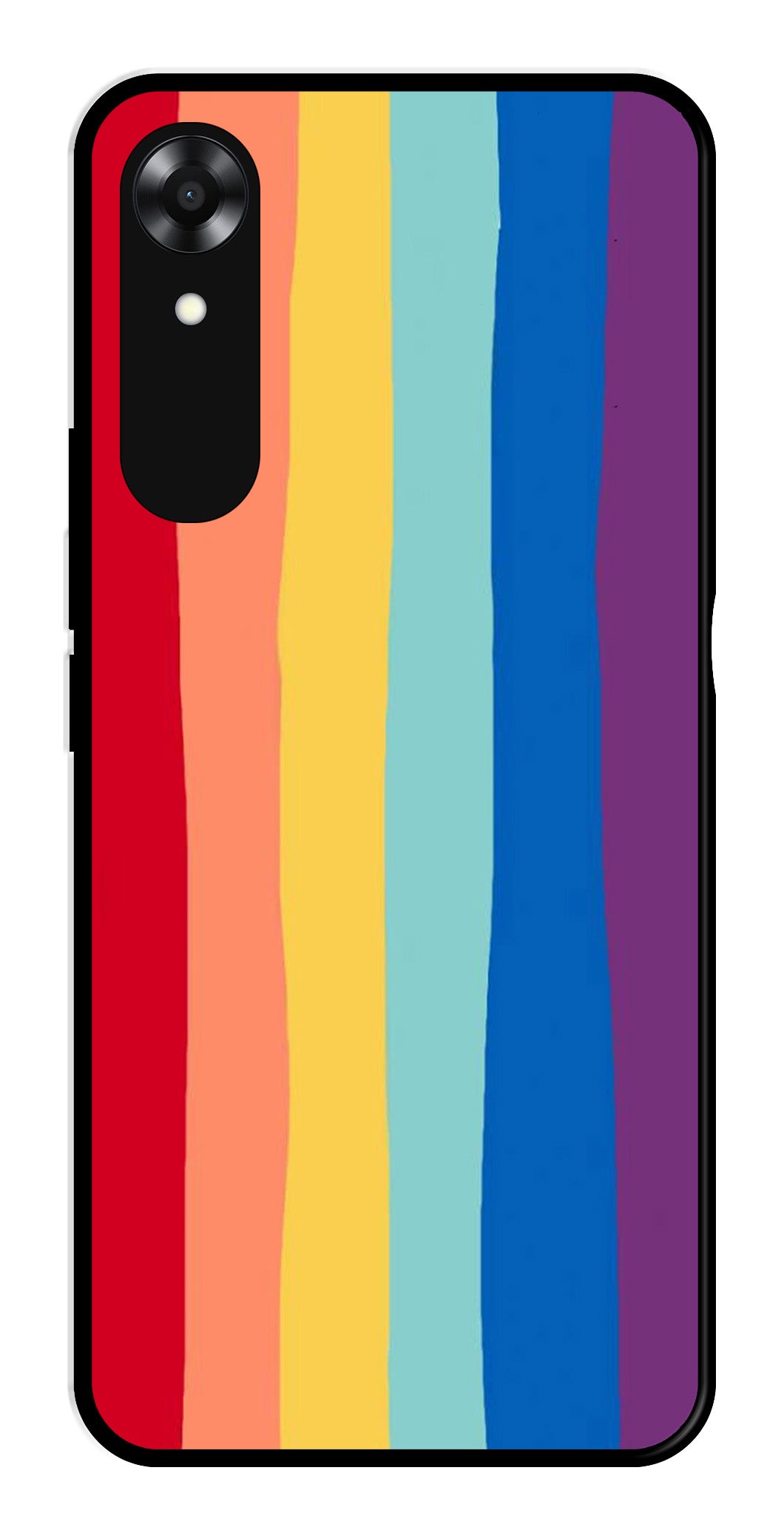 Rainbow MultiColor Metal Mobile Case for Oppo A17K   (Design No -03)