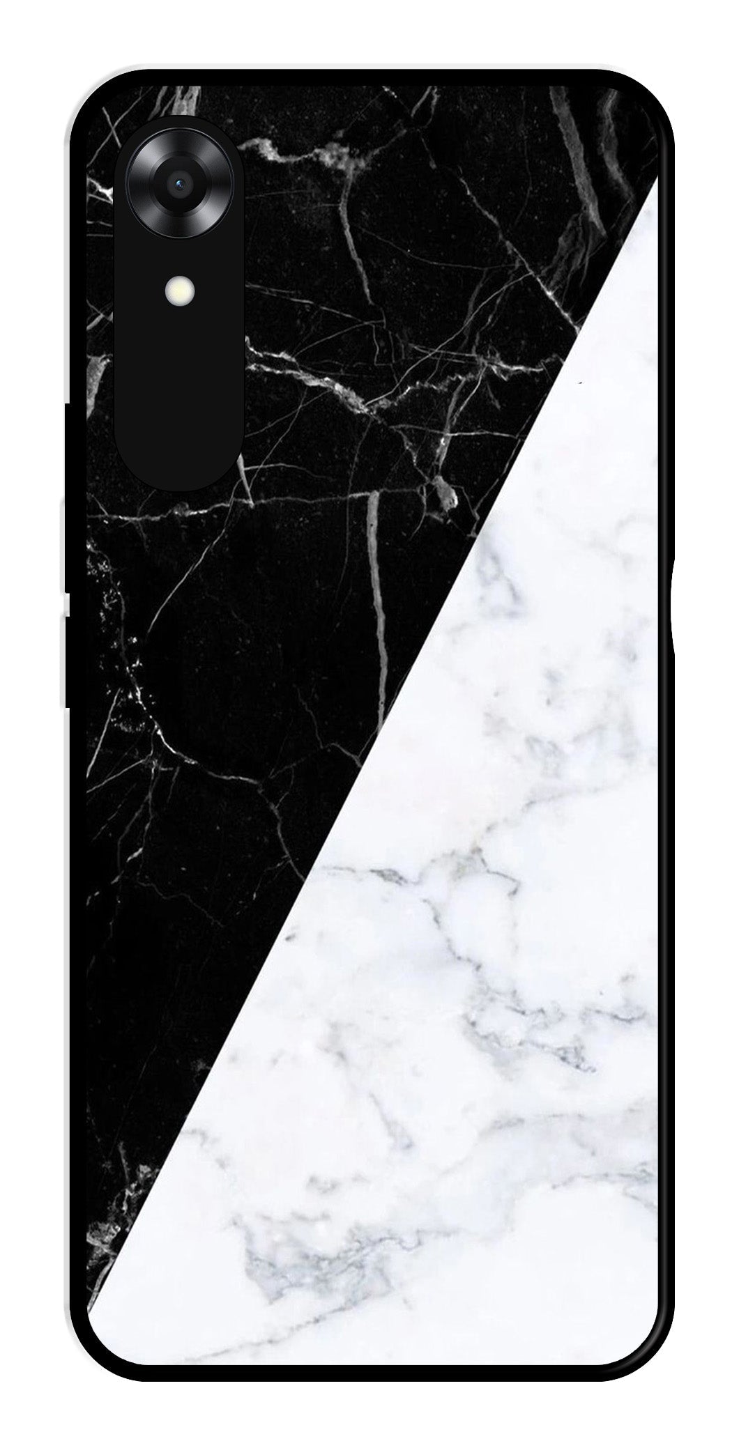 Black White Marble Design Metal Mobile Case for Oppo A17K   (Design No -09)