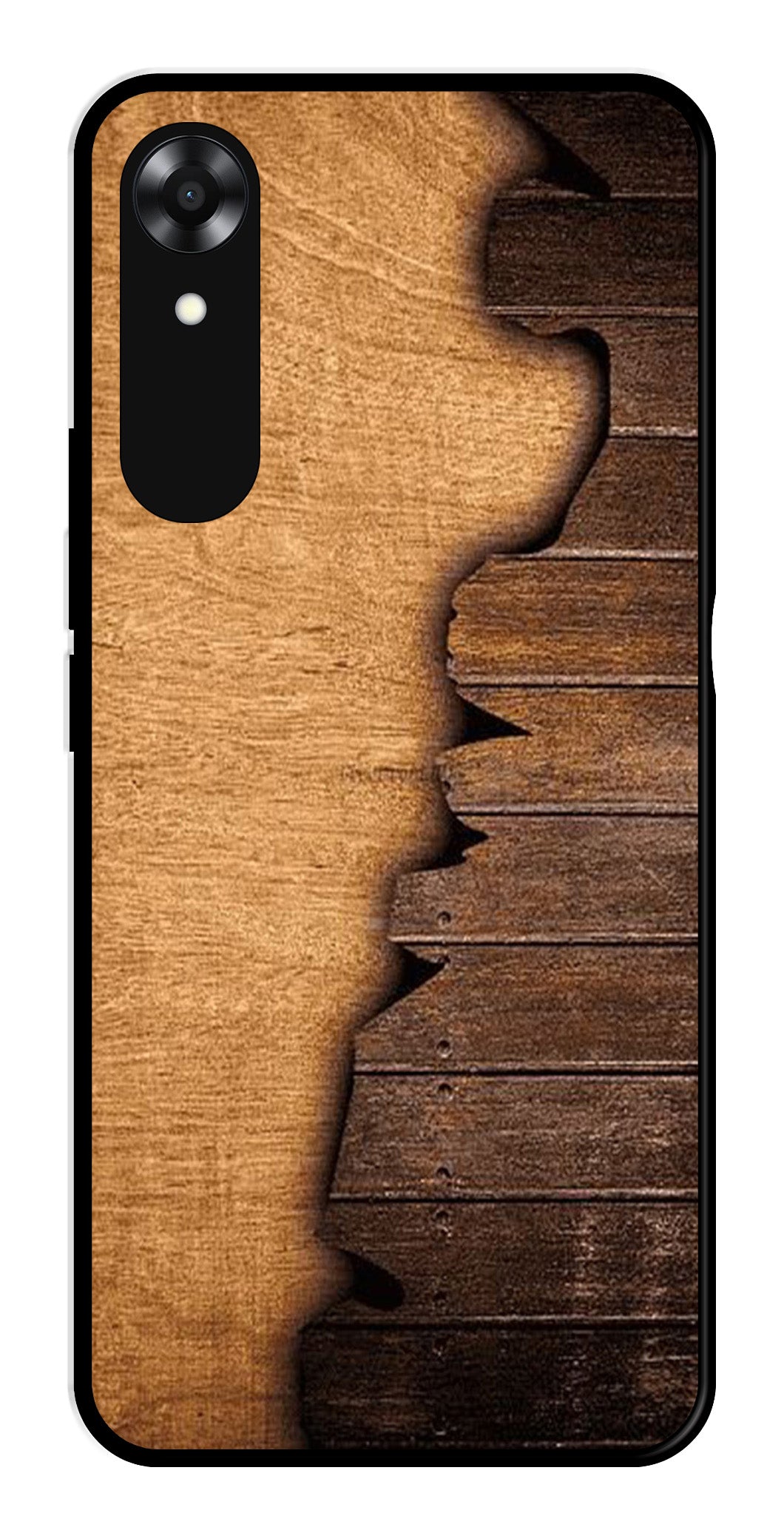 Wooden Design Metal Mobile Case for Oppo A17K   (Design No -13)