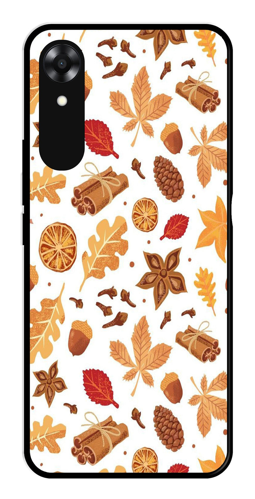 Autumn Leaf Metal Mobile Case for Oppo A17K   (Design No -19)