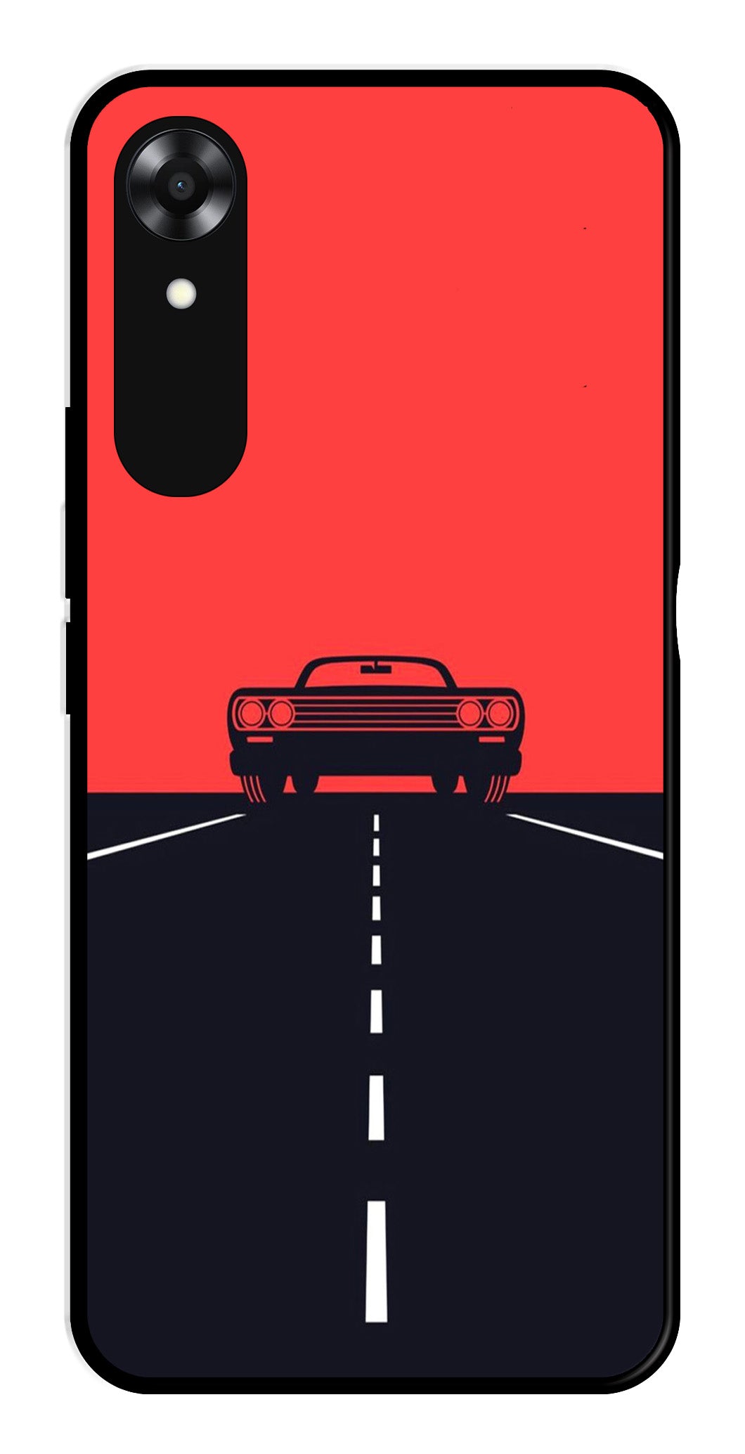 Car Lover Metal Mobile Case for Oppo A17K   (Design No -21)