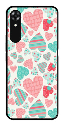 Hearts Pattern Metal Mobile Case for Oppo A17K